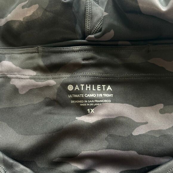 Athleta 1X Black Camo Print Leggings | High Rise Sculpting Activewear - Picture 3 of 11